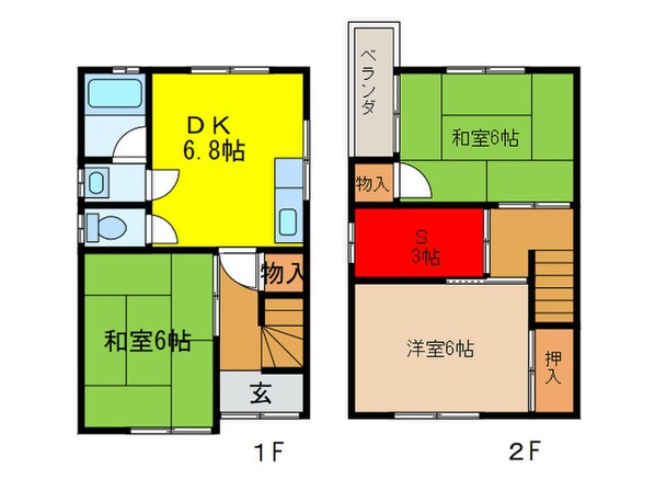 雲川一戸建貸家の物件間取画像